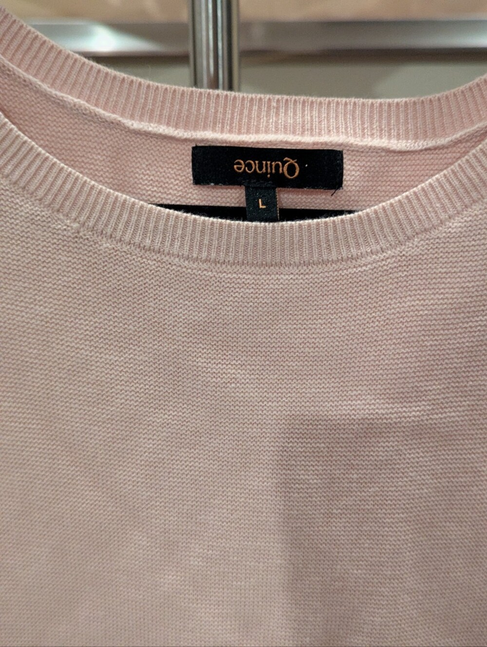 $20 Quince Size L Cotton Cashmere Link-Stitch Dolman Sleeve Sweater Sugar Stone - Picture 5 of 5